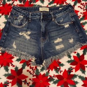 PacSun Women's Frayed Hem Blue Jean Shorts